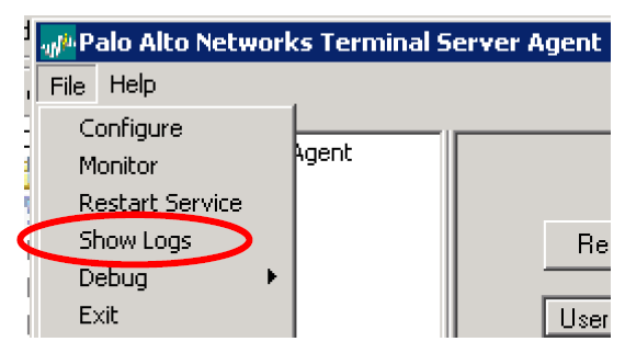 Fichier journal de l'agent Terminal Server. png